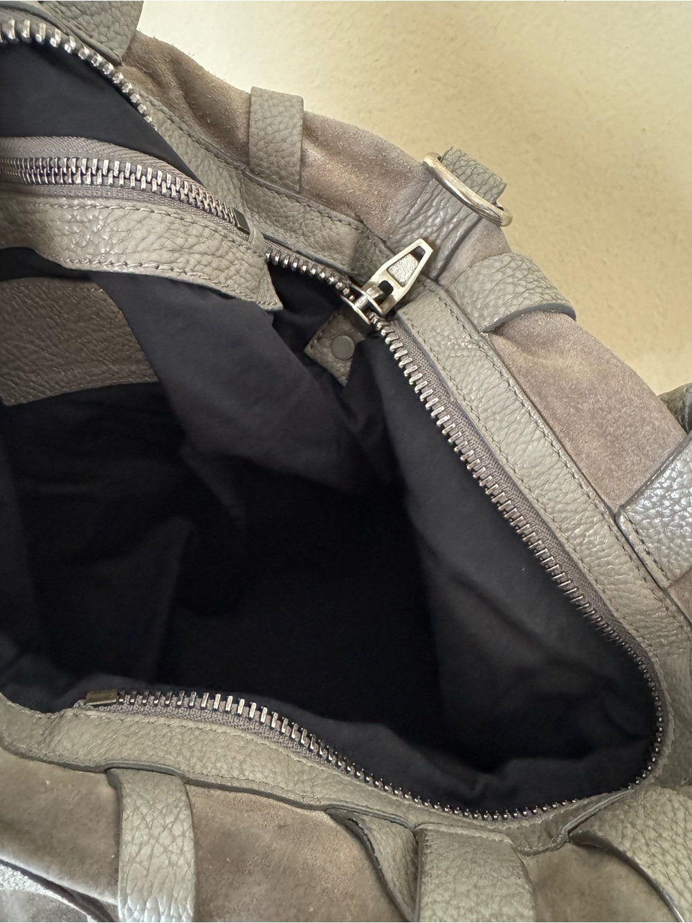 Alexander Wang Kirsten Satchel Bag Suede Leather Grey Shoulder Strap Tote - Picture 12 of 12
